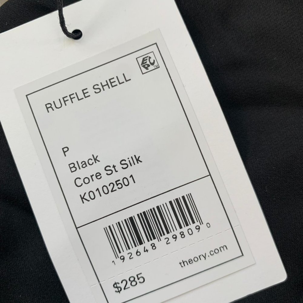 Theory Ruffle Shell blouse in black - Picture 2 of 8